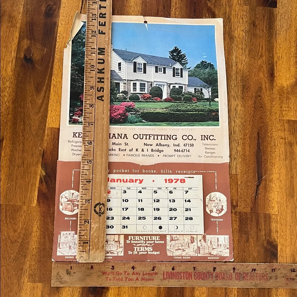 Vtg 1978 KENTUCKIANA OUTFITTING Co Ad Calendar New Albany, IN Ephemera